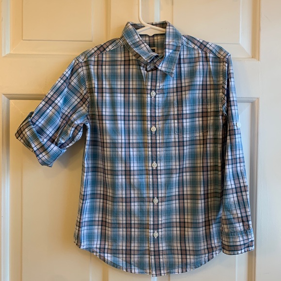 Janie and Jack Other - JANIE AND JACK Button Roll-Cuff Sleeve Button Down